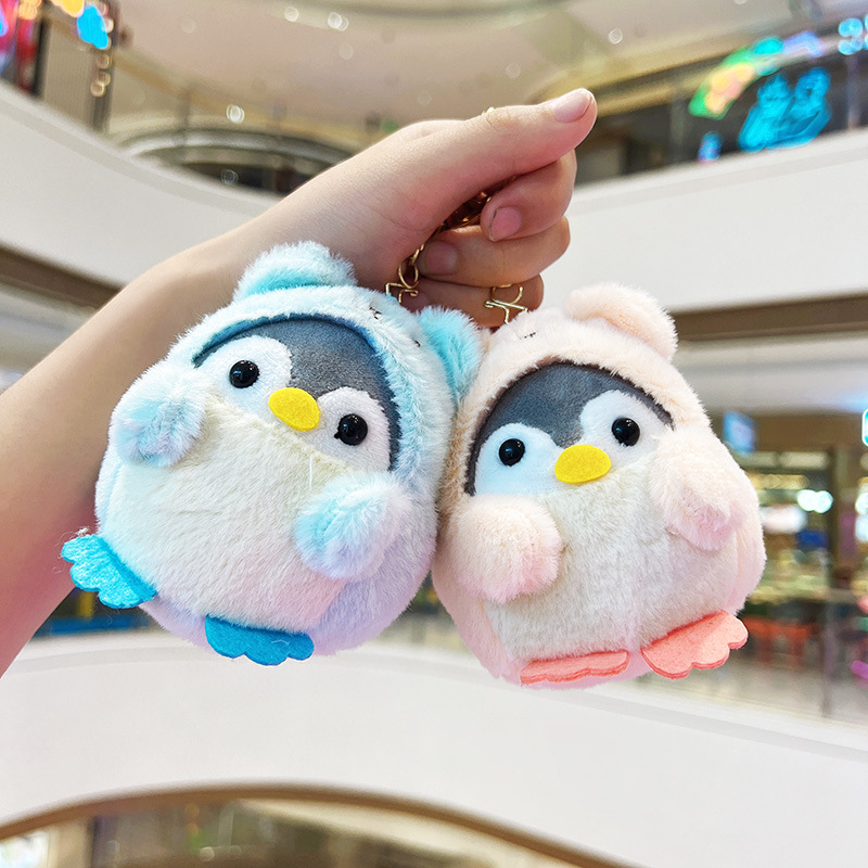 Peluche modificado oso pingüino colgante muñeca máquina llavero pareja mochila muñeca adornos al por mayor bolsa