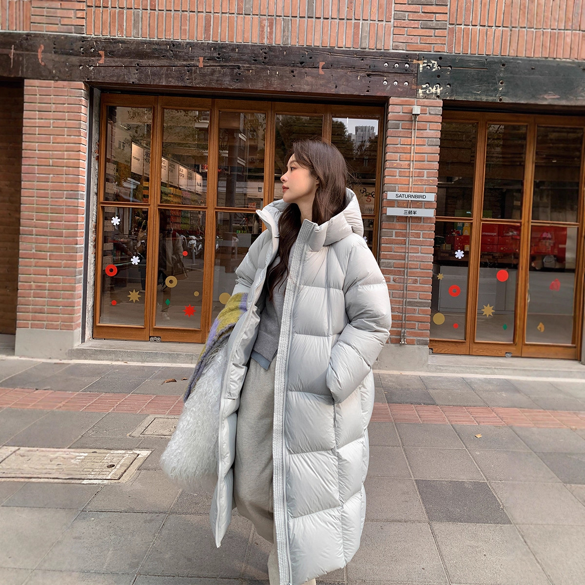 2025韩国冬季超轻长款过膝加厚羽绒服女大码宽松90白鸭绒保暖外套