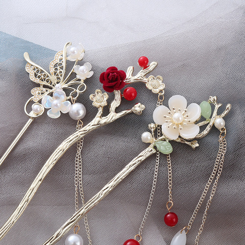Ancient style hair accessories, tassel hairpins for women, high-end ancient costume hairpins, hairpins, Hanfu cheongsam hairpins, and rocking accessories