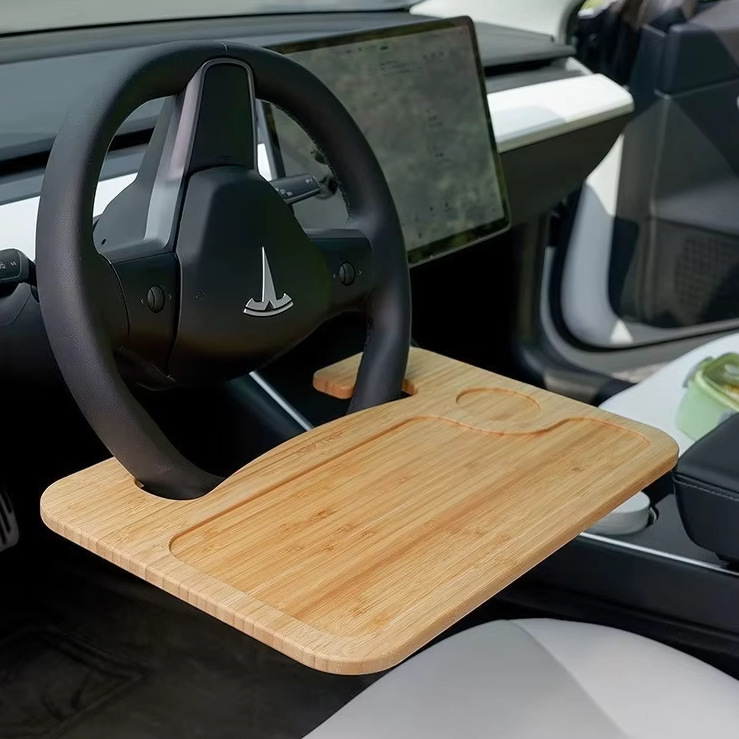 Wooden Steering Wheel Tray, Bamboo Car Steering Wheel Storage Rack, In-Car Laptop Table Stand, Dining Tray Wooden Steering Wheel Tray, Bamboo Car Steering Wheel Storage Rack, In-Car Laptop Table Stand, Dining Tray