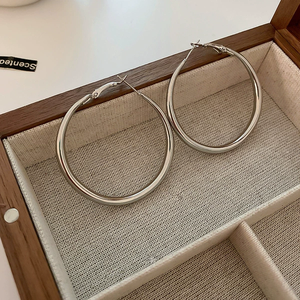 Silver metal earrings