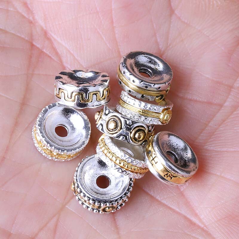 チベットシルバーレトロ 2 色大穴 6 文字マントラスペーサールースビーズアクセサリー diy ブレスレットネックレスジュエリーアクセサリー材料|undefined