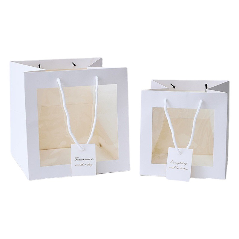 Bolsa transparente con ventana para arreglos florales del Día de la Mujer, caja para arreglos florales, materiales de embalaje para flores, bolsa de exhibición con ventana para decoración floral.