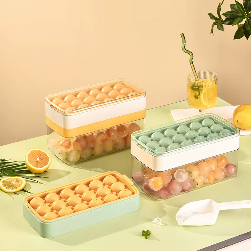 冰格模具 硅胶球形冰格家用冰块带盖制冰盒自制收纳冰格易脱模冰