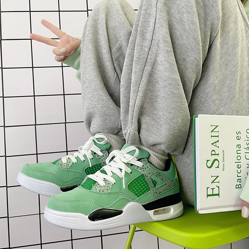 Hong Kong style retro ins college forest green niche air cushion jogging shoes ulzzang couple casual sports shoes for men and women