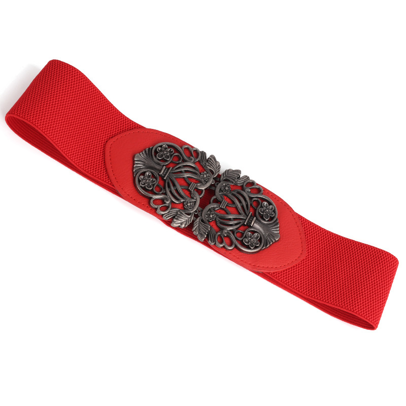 2024 Nuova vendita calda edizione coreana Palazzo retrò intagliato decorazione larga cintura per temperamento versatile cinturino elastico in vita_voghion.com