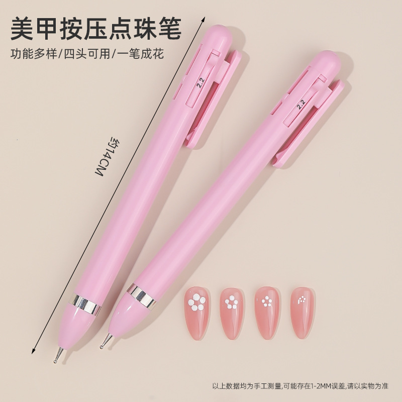 Bolígrafo de punto de manicura transfronterizo 4 en 1 bolígrafo de punto rosa adorno de taladro de diamante adhesivo herramienta giratoria al por mayor
