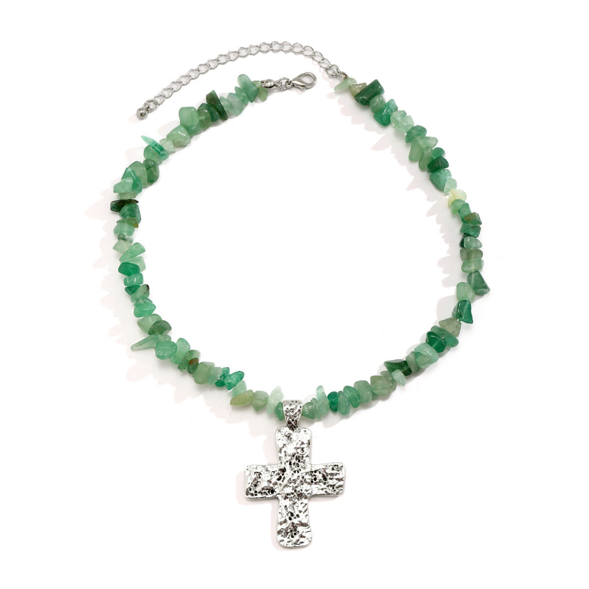 Schmuck Türkis Perlen Stein Damen Vielseitige Kreuz Halskette_voghion.com
