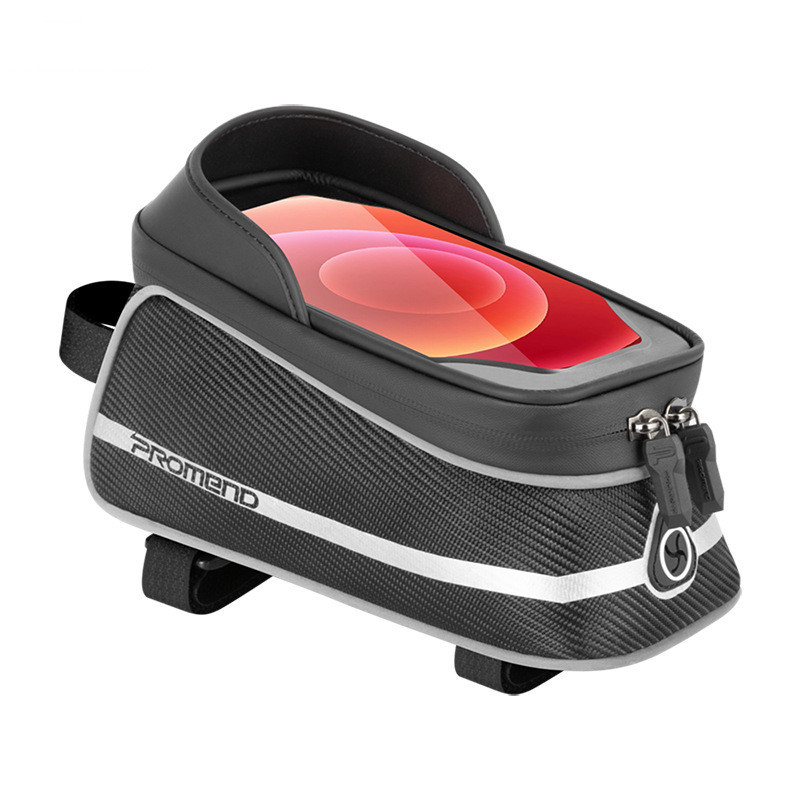 Bolsa de bicicleta de montaña de almacenamiento de bicicleta bolsa de sillín de tubo superior con banda reflectante pantalla táctil de navegación bolsa de teléfono móvil