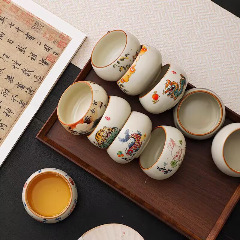 Taza del propietario Ru Kiln Taza individual de cerámica Taza de té Juego de té de Kung Fu Taza de té Taza de té de alta gama Tazón de té Especial