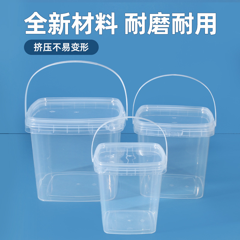 Cubo cuadrado al por mayor de la fábrica Cubo de plástico transparente Cubo de embalaje cubo redondo portátil