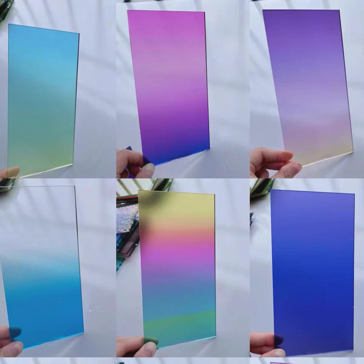 渐变色亚克力板水波纹板条纹板磨砂炫彩杯垫挂件工作牌周边UV印刷