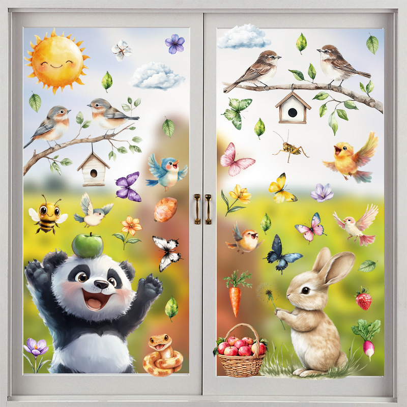 2027 New Amazon Spring Glass Electrostatic Decorative Stickers for Shopping Malls and Bedroom Glass Seasonal Decorations Window Stickers