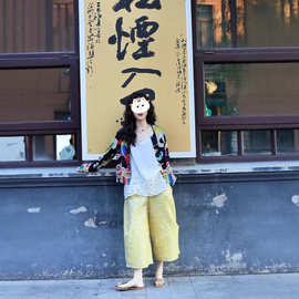 2025年早秋季网红新款时尚新中式国风外套蕾丝边背心裤子三件套女