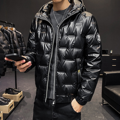 winter man Down Jackets Bright surface leisure time fashion thickening jacket coat student Trend Teenagers lovers Down