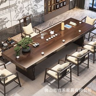 实木茶桌新中式客厅茶台办公室现代简约一体高档喝茶泡茶功夫茶几-阿里巴巴