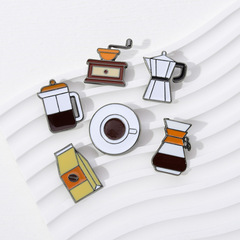 Cross-border new retro-style cup series metal badge backpack dress anti-transparency pin badge gift