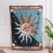 欧式太阳神图案全盖沙发罩防滑沙发套沙发毯防尘罩针织线毯