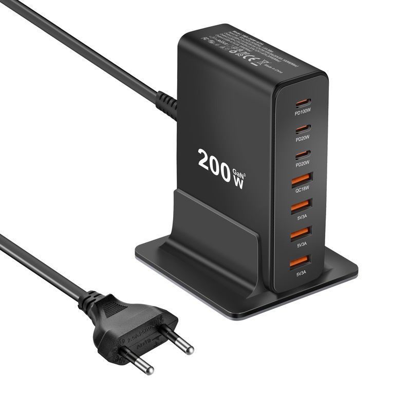 200W Korean Kc Certified Desktop Charger 200W Multi-Port Saa Adapter Japanese Pse Certified Gallium Nitride Direct Charger