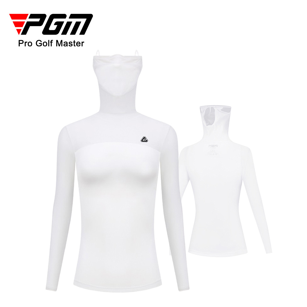 Áo thun golf chống nắng dài tay PGM chất liệu lụa lạnh co giãn cao — Áo thun nữ màu trắng YF304, YF305 quần áo nữ chống nắng đáy áo màu xanh sapphire, YF309 áo phông nữ màu trắng, YF305 quần áo nữ chống nắng đáy áo màu trắng