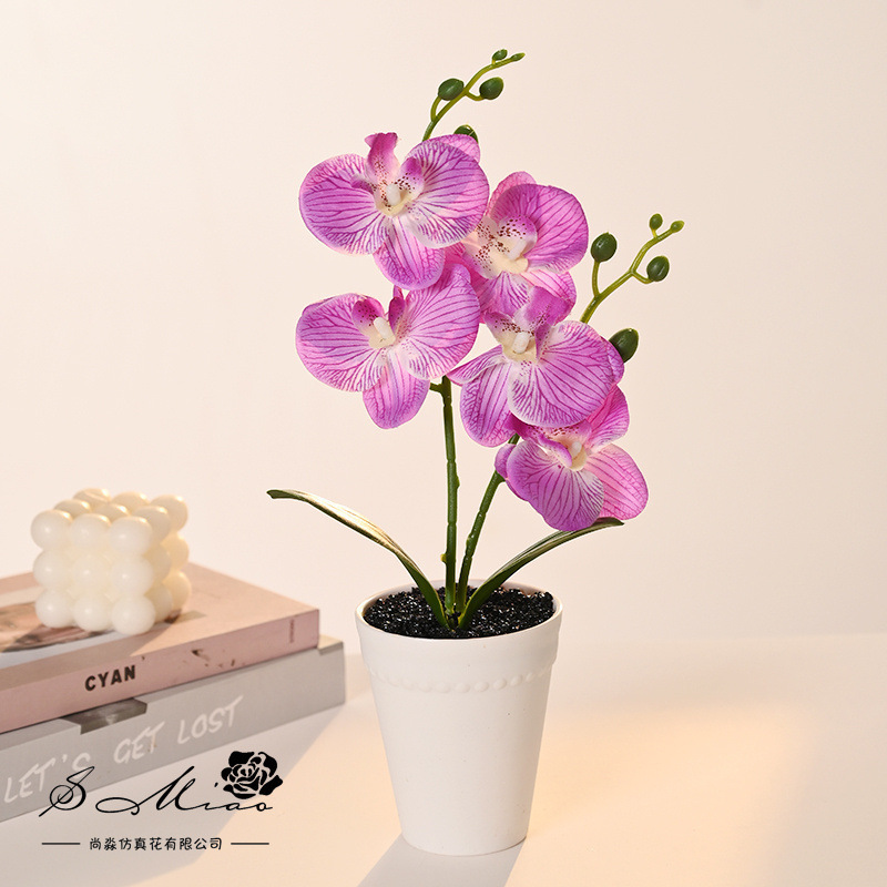 Orquídea de mariposa impresa de serigrafía floral orquídea de mariposa imitación de flores bonsai decoración de sala de estar decoración de escritorio interior decoración de casa maceta artificial image 14