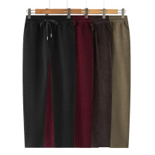 2025秋冬新款中老年女裤高腰系绳宝石格立体腰加绒加厚宽松休闲裤