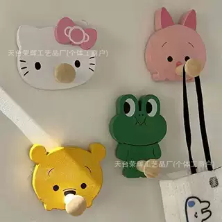 家用免打孔粘木质无痕挂钩卡通动物款厨房卫浴衣柜居家装饰杂挂钩