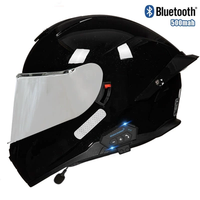 Motosiklet kaskı (dəbilqə) — unisex electric car helmet - star-black-silver-mirror-bluetooth-m