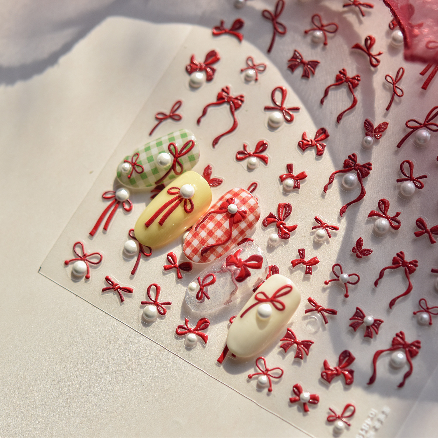10g Weight Nail Decals  Classification of Nail Art Accessories Nail Patches Nail Supplies PET Material Cartoon, Bow Knot Pattern Sweet, Simple Style Style Sweet Simple Style Cartoon Bow Knot PET Nail Patches 无