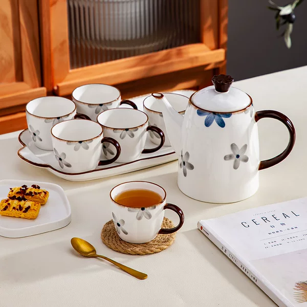 Wholesale Japanese-Style Household Ceramic Cold Water Kettle Water Set Creative Tea Set Coffee Set Souvenir 8-Piece Gift Set