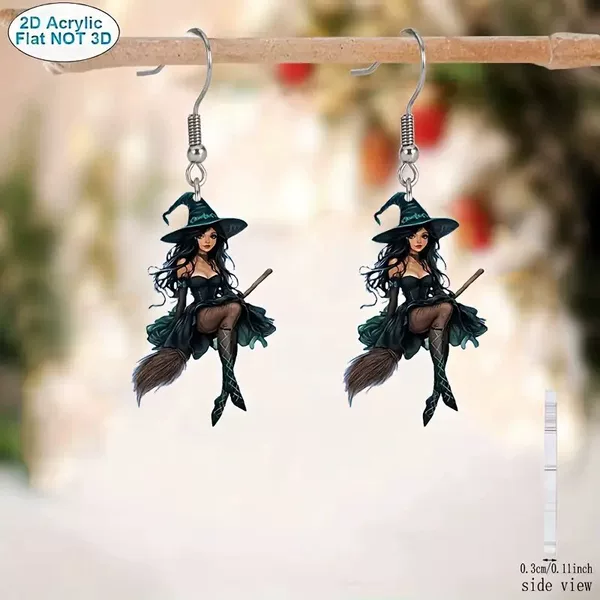 Cross-Border Halloween Elegant and Sexy Witch Cartoon Magician Earrings Dark Creative Design Horror Exaggerated Earrings
