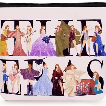 Bolsa de cosméticos Taylor de Amazon transfronteriza con estampado de letras, bolsa con cremallera impresa de doble cara de lino, almacenamiento impermeable para mujer