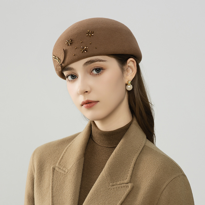 秋冬季新款优雅麦穗贝雷帽气质时尚型帽子秋冬保暖女士羊毛帽批发|undefined