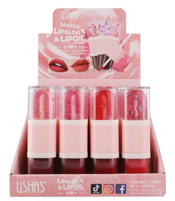 (Caja de presentación) USHAS European and American Cross-border spot brillo de labios aceite de labios hidratante de larga duración 24 cajas