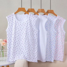 中老年人妈妈宽松打底无袖宽肩背心女夏季薄款纯棉老人老太太汗衫