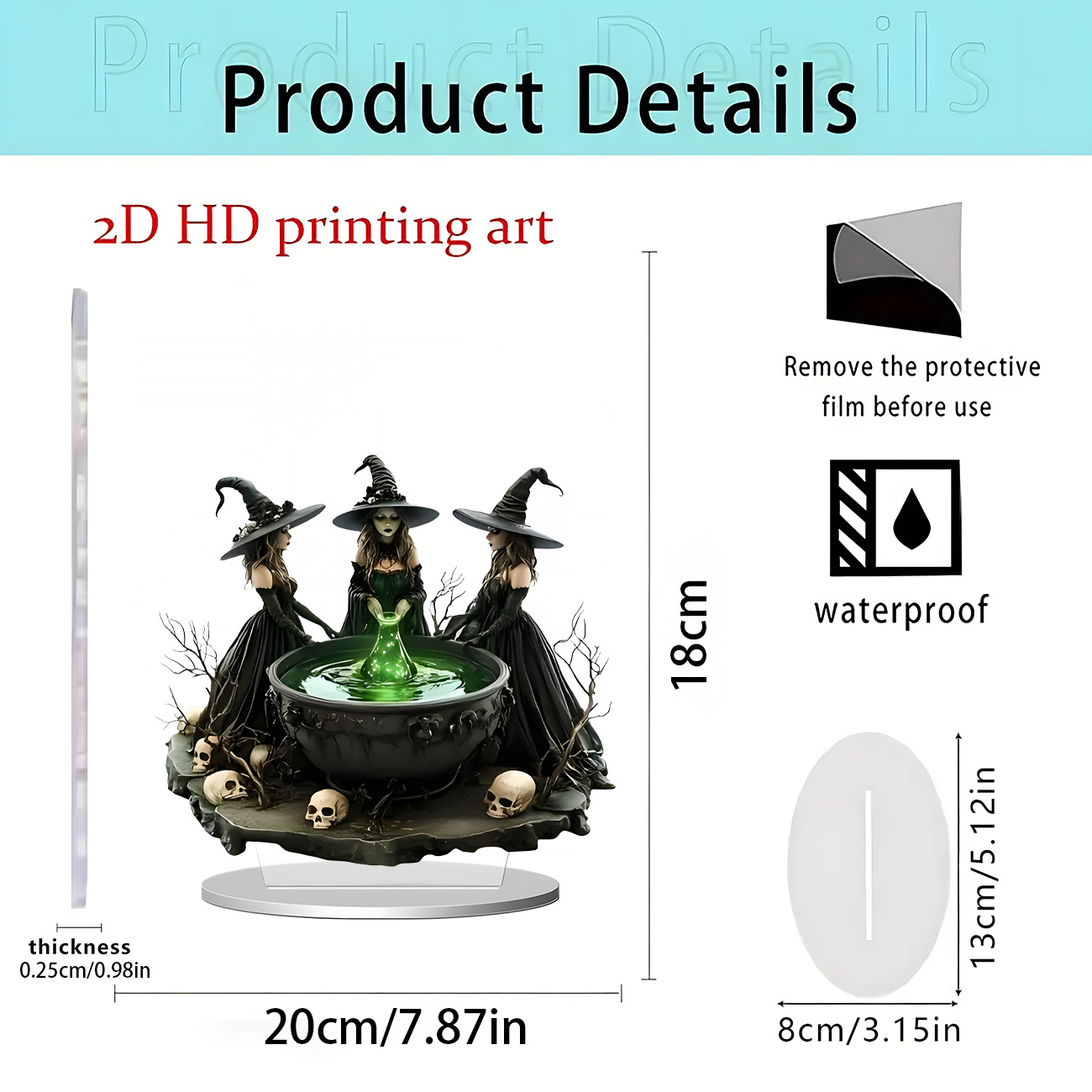 Nuevos productos transfronterizos de Halloween estilo oscuro acrílico plano 2D decoración de escritorio decoración para el hogar decoración de vacaciones