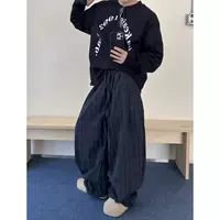 Black retro casual trousers, American style, oversize