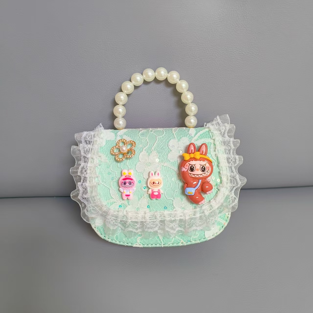 Bolso de perlas bolso de hombro bolso de cambio bolso de princesa bolso de tela de tela bolso de niños bolso de cadena bolso pequeño