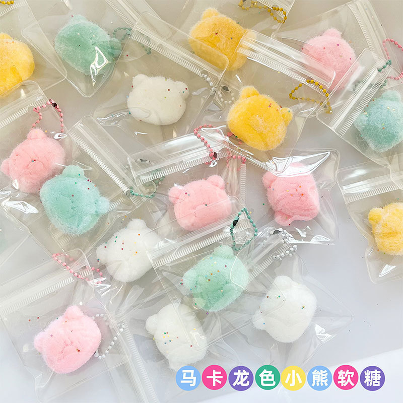 Small nose ga pendant wool bear pinch slow rebound decompression super soft mud feeling bear head knitted bear pinch music