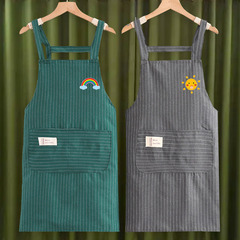 薄款純棉圍裙韓版時尚女可愛透氣棉布家用廚房工作服logo印字