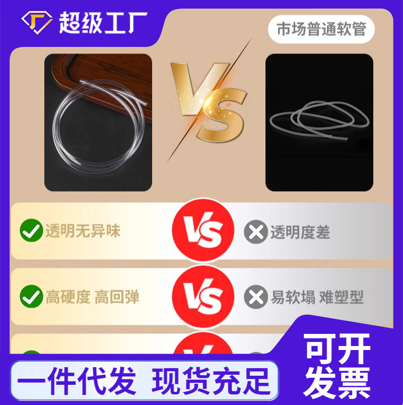 Tao Manguera transparente Tubo de cuerda trenzada Diy hecho a mano Pulsera de cuerda de mano con núcleo interior duro Tubo hueco Accesorios de manguera de pvc