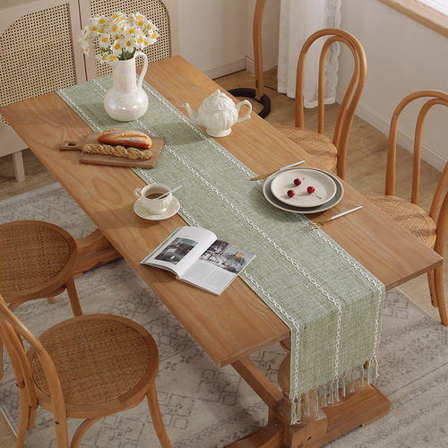 Factory wholesale cotton linen table flags tablecloths dining mats handmade tassel bed rail covers coffee table cabinet covers tea towels