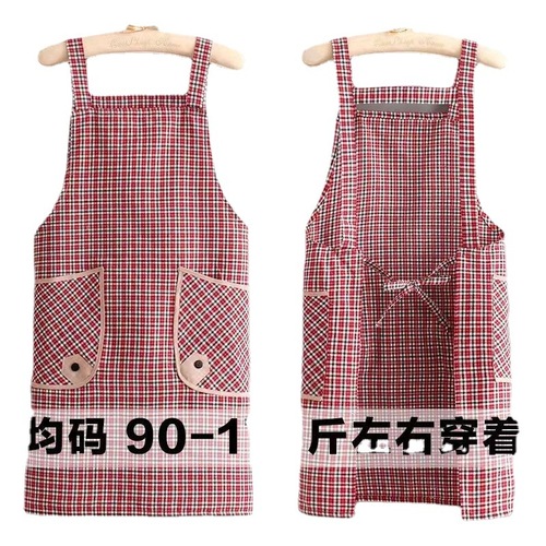 Cotton Strap Apron Factory Wholesale Long Sleeve Coverall Kitchen Home Use Cooking Girdle Double Pockets Workwear for Women