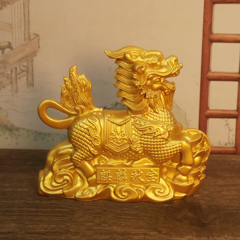 高級招財麒麟置物の金属大サイズのリビングルームに入る玄関の家の装飾品が新居に入ります。|undefined