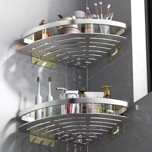 Bathroom suction cup wall-mounted multi-layer triangle toilet corner wall-mounted waterproof punch-free storage bathroom storage rack