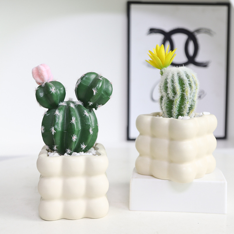 Cream-Style Artificial Green Plants, Fake Plants, Bionic Flowers, Living Room Dining Table Tabletop Decorations, Small Potted Plants, Fake Flower Ornaments