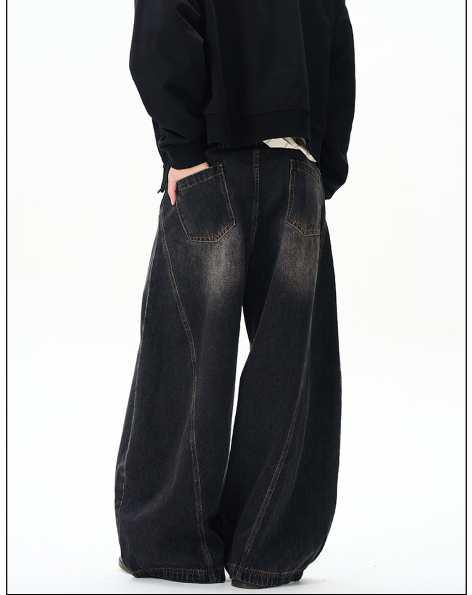 boy American Retro Cat Whiskers Washed Jeans Men's Niche Design Atmosphere Loose Straight Wide-Leg Denim Pants_viptrois.com