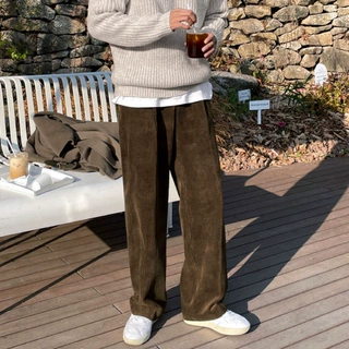 MYQ复古感垂坠感休闲裤男秋冬季加厚长裤子韩版宽松直筒拖地裤