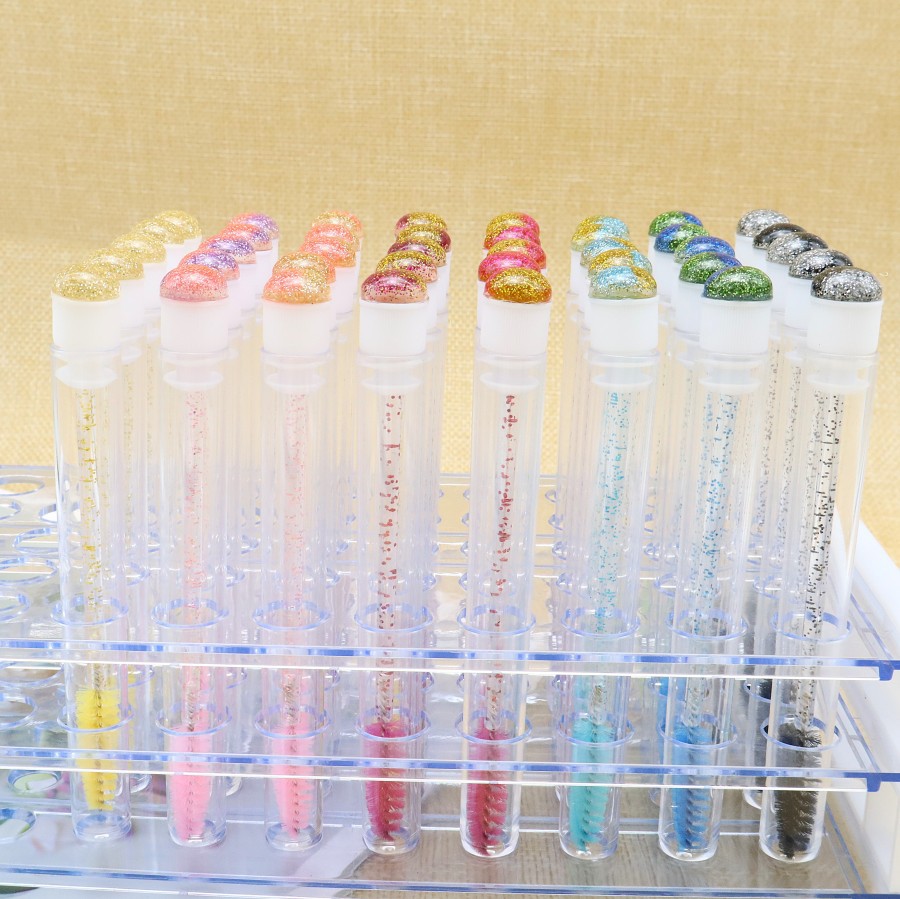 Cross-Border New Test Tube Eyelash Brush Crystal Eyelash Brush Individually Packaged Makeup Brush Eyebrow Comb Portable Eyelash Comb