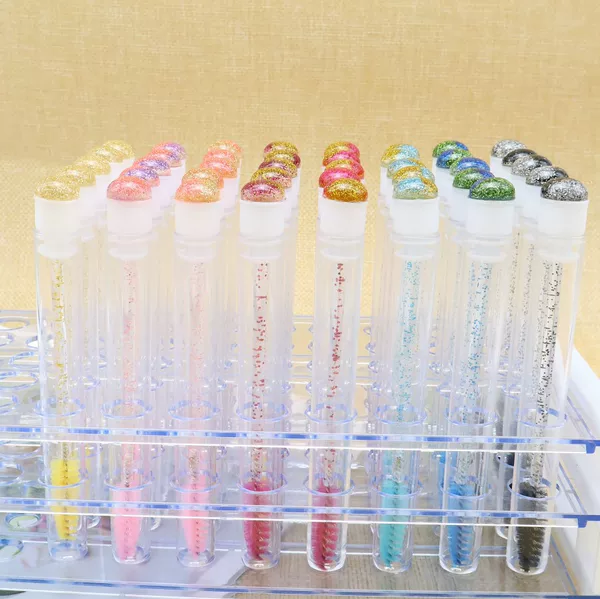 Cross-Border New Test Tube Eyelash Brush Crystal Eyelash Brush Individually Packaged Makeup Brush Eyebrow Comb Portable Eyelash Comb